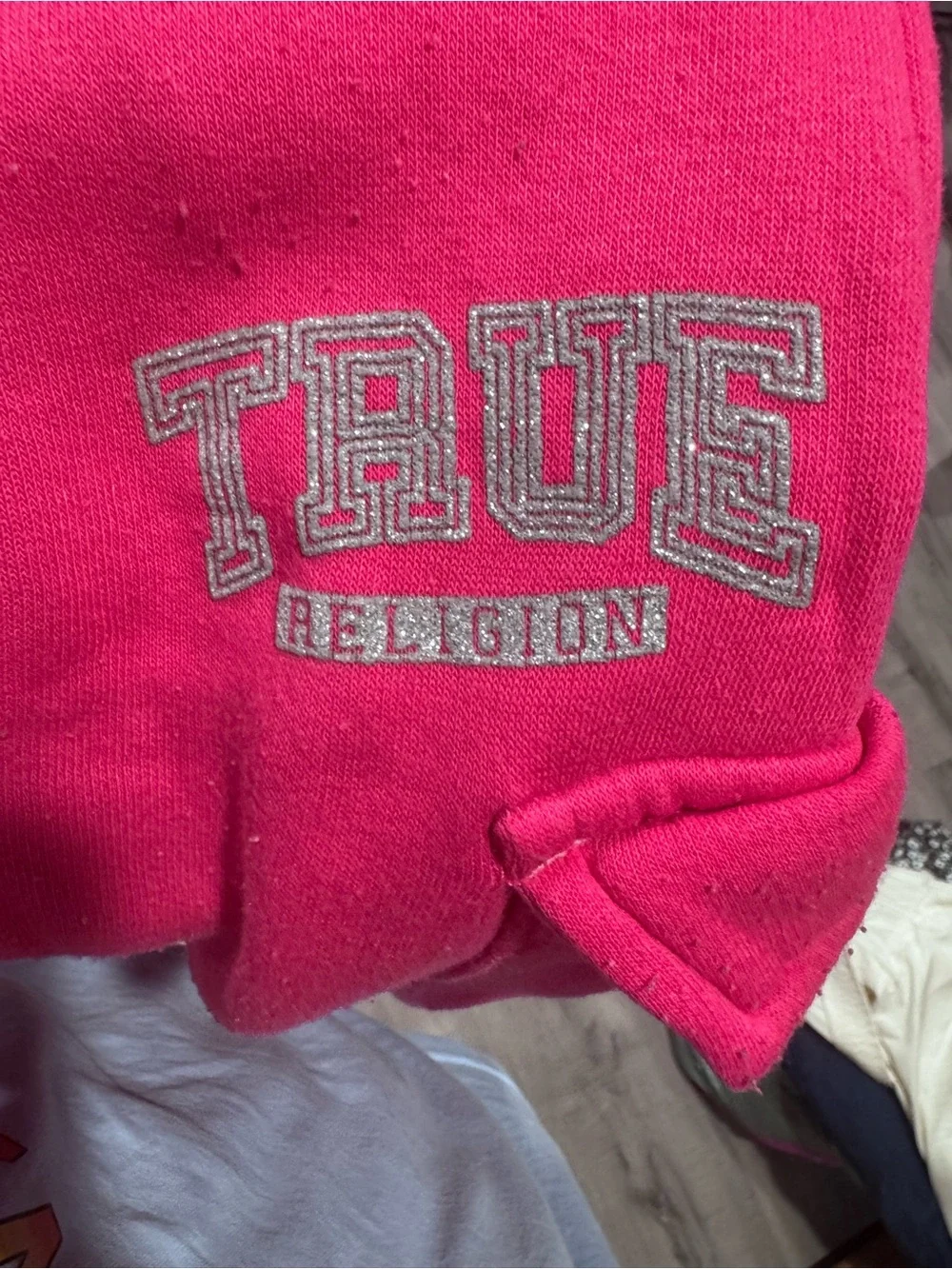 True Religion Kids Hot Pink 'TRUE' Logo Pullover Sweatshirt